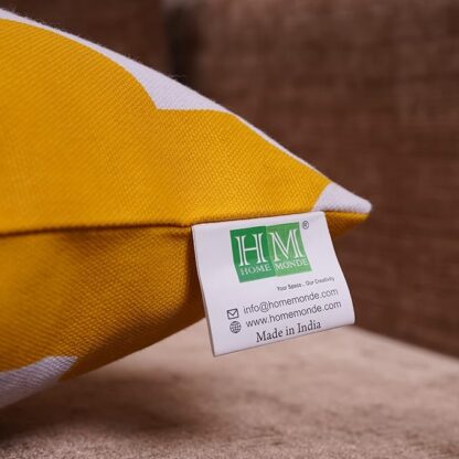 Wonderwrap Cotton Cushion Cover Set Of 2 - Sofa Pillow Cover 24 By 24 Inches Living Room Cushion Covers, Yellow, 250 TC - Image 3