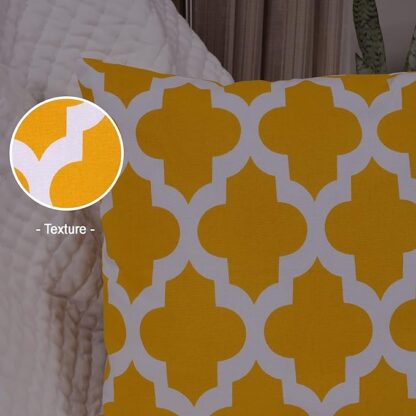 Wonderwrap Cotton Cushion Cover Set Of 2 - Sofa Pillow Cover 24 By 24 Inches Living Room Cushion Covers, Yellow, 250 TC - Image 4