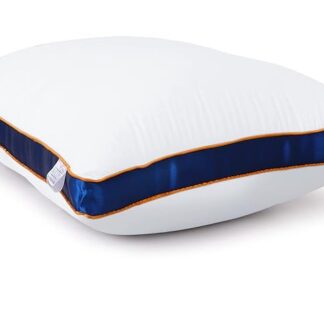 Wonderwrap Microfiber Bed Pillow for Sleeping - Down Alternative Ultra soft Cotton Washable Pillow with Satin Gusset, Soft Pillow with Blue Decorative Stripes - King (Pack of 3))