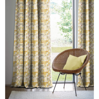 WonderWrapLong Printed Room Darkening Blackout Curtain Set of 2, Digital Floral Print in Eyelet Grommet Draperies Design for Door Window (4 Feet (W) X 7 Feet (H)) (Ruga Yellow)