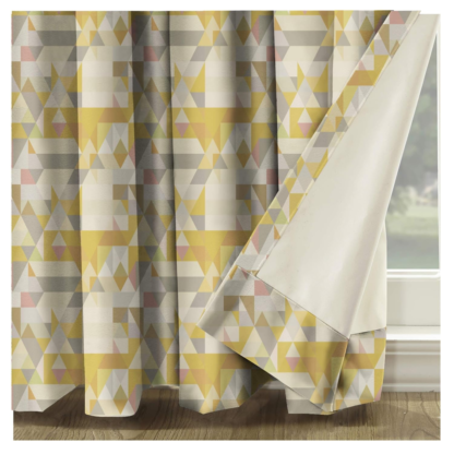WonderWrapLong Printed Room Darkening Blackout Curtain Set of 2, Digital Floral Print in Eyelet Grommet Draperies Design for Door Window (4 Feet (W) X 7 Feet (H)) (Ruga Yellow) - Image 2