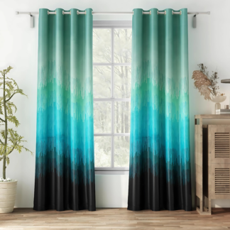 WonderWrap 2 Piece Polyester Eyelets Blackout Curtains with Tie Back(Velcro), Bedroom Living Room (7 Ft x 4.2 Ft)