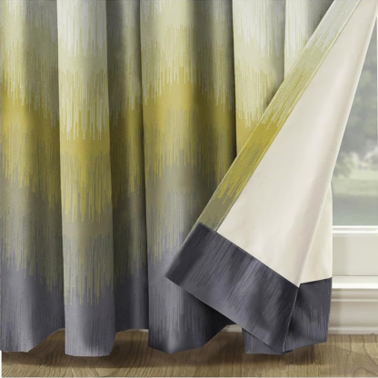 WonderWrap Polyester Eyelets Blackout Curtains with Tie Back(Velcro), Bedroom Living Room (Pack of 2) (Lime, 7 feet) - Image 3