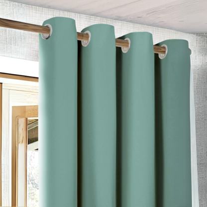 WonderWrap Piece Polyester Eyelets Blackout Curtains with Tie Back(Velcro), Bedroom Living Room (Green, 9 feet) - Image 3