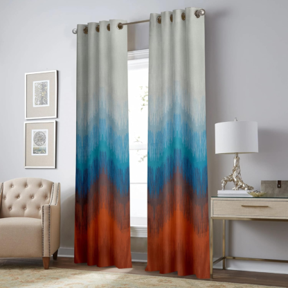 WonderWrap 2 Piece Polyester Eyelets Blackout Curtains with Tie Back(Velcro), Bedroom Living Room (Blue, 9 Ft x 4.2 Ft) - Image 3