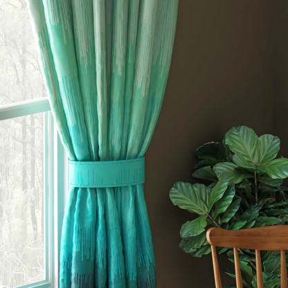WonderWrap 2 Piece Polyester Eyelets Blackout Curtains with Tie Back(Velcro), Bedroom Living Room (7 Ft x 4.2 Ft) - Image 5