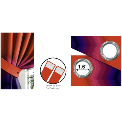 Wonderwrap 2 Piece Polyester Eyelets  Blackout Curtains with Tie Back(Velcro), Bedroom Living Room (Maroon 7 Feet) - Image 5